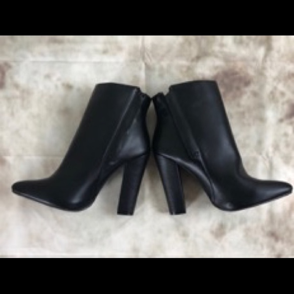 Faux leather pointed toe booties